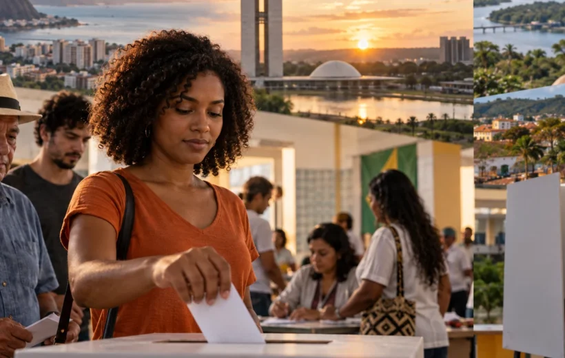 Palácio do Planalto ao fundo de uma composição editorial sobre a escolha presidencial