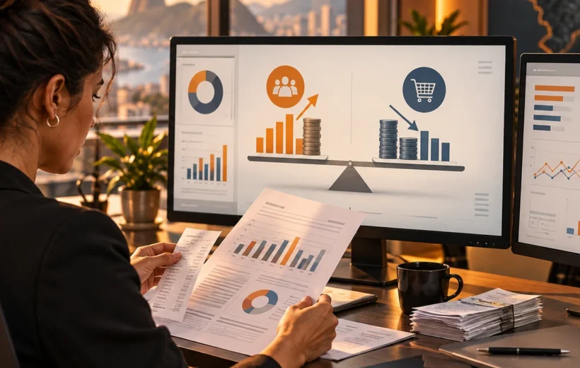 Equipe de dados investiga entradas e gastos de campanha em painel financeiro abstrato