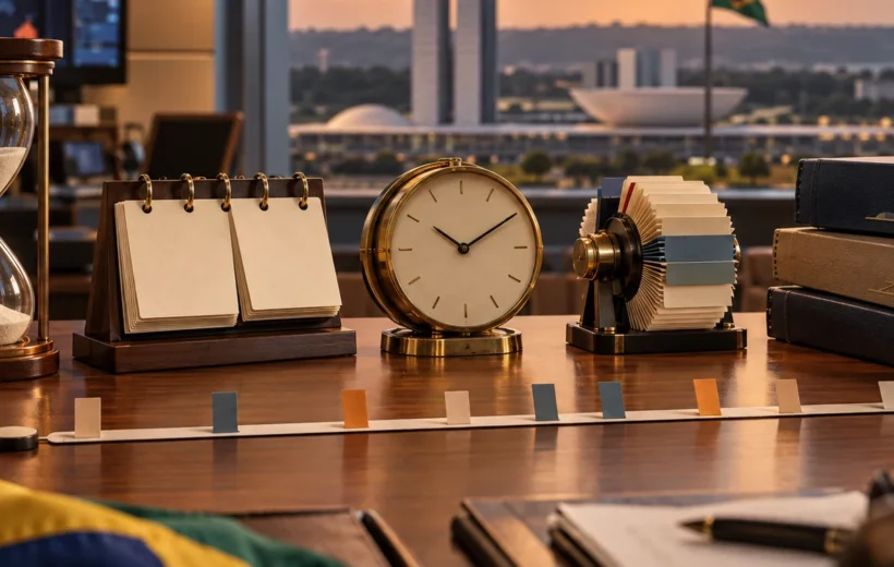 Calendários e mecanismos de tempo representam a duração dos mandatos políticos no Brasil