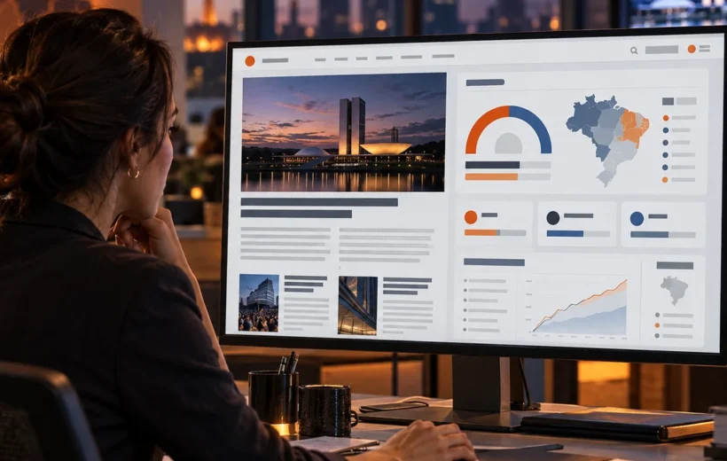 Diferentes formatos de widget eleitoral aparecem em home, matéria e página especial de portal